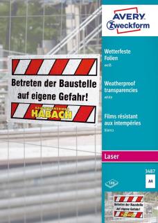 Białe folie do użytku zewnętrznego, A4, 100 szt./op., powlekane, grubość 0,12 mm, Avery Zweckform