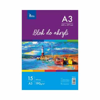 Blok do Malowania Farbami Akrylowymi Olejnymi A3 190 g/m2 15 arkuszy