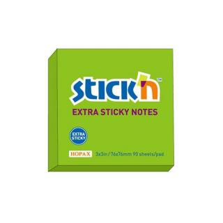 Karteczki Samoprzylepne Stick"N Extra Mocne 76X76Mm 90K Neon Zielony