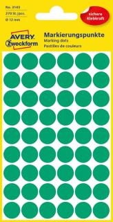 Kolorowe kółka do zaznaczania Avery Zweckform, 270 etyk./op., śr. 12 mm, zielone
