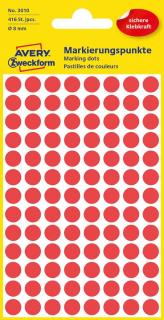 Kolorowe kółka do zaznaczania Avery Zweckform, 416 etyk./op., śr. 8 mm, czerwone