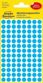 Kolorowe kółka do zaznaczania Avery Zweckform, 416 etyk./op., śr. 8 mm, niebieskie