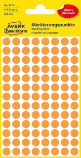 Kolorowe kółka do zaznaczania Avery Zweckform, 416 etyk./op., śr. 8 mm, pomarańczowe odblaskowe