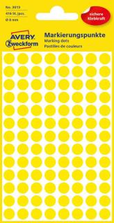 Kolorowe kółka do zaznaczania Avery Zweckform, 416 etyk./op., śr. 8 mm, żółte