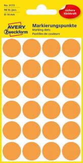 Kolorowe kółka do zaznaczania Avery Zweckform, 96 etyk./op., śr. 18 mm, pomarańczowe