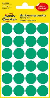 Kolorowe kółka do zaznaczania Avery Zweckform, 96 etyk./op., śr. 18 mm, zielone