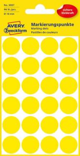 Kolorowe kółka do zaznaczania Avery Zweckform, 96 etyk./op., śr. 18 mm, żółte