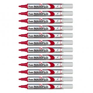 Marker do tablic suchościeralnych Pentel Maxiflo S czerwony - zestaw 12 szt