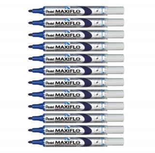 Marker do tablic suchościeralnych Pentel Maxiflo S niebieski - zestaw 12 szt