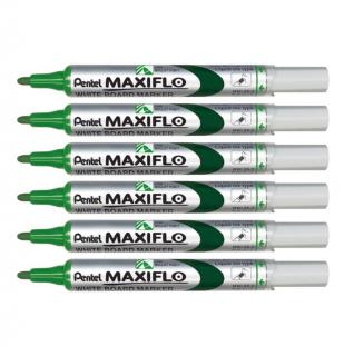 Marker do tablic suchościeralnych Pentel Maxiflo S zielony - zestaw 6 szt