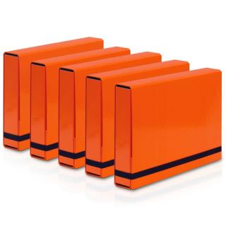 Teczka A4 Vaupe BOX na Dokumenty 50mm z Gumką 5 Szt Pomarańczowa