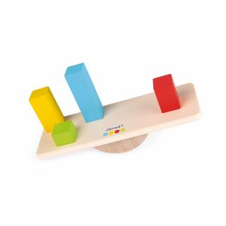 JANOD Drewniana równoważnia z 16 klockami Essentiel, zabawka edukacyjna 3+