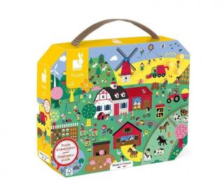 JANOD Puzzle obserwacyjne w walizce Farma 24 elementy, zabawka edukacyjna 3+