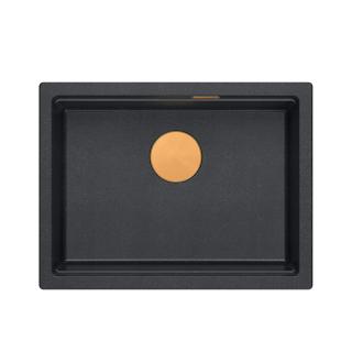LOGAN 100 GraniteQ zlewozmywak black diamond 59,5x45,1x21,5 cm 1-komorowy podwieszany z syfonem manualnym miedziany