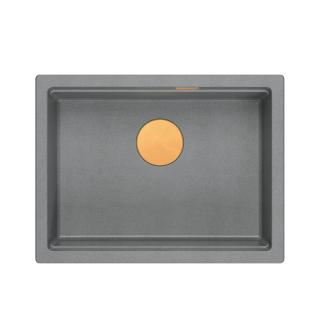 LOGAN 100 GraniteQ zlewozmywak silver stone 59,5x45,1x21,5 cm 1-komorowy wpuszczany z syfonem manualnym miedziany