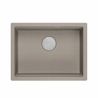 LOGAN 100 GraniteQ zlewozmywak soft taupe 59,5x45,1x21,5 cm 1-komorowy wpuszczany z syfonem manualnym stal szlachetna
