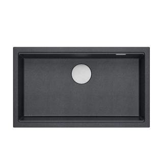 LOGAN 110 GraniteQ zlewozmywak black diamond 76x44x23,5 cm 1-komorowy podwieszany z syfonem manualnym stal szlachetna