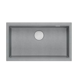 LOGAN 110 GraniteQ zlewozmywak silver stone 76x44x23,5 cm 1-komorowy wpuszczany z syfonem manualnym stal szlachetna