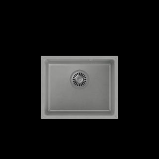 QUADRON ALEC 40 GraniteQ zlewozmywak silver stone 46x37,5x20,5 cm 1-komorowy b/o komora podwieszana okrągły odpływ + syfon manualny stal szczotkowana
