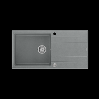 QUADRON EVAN 146 XL GraniteQ zlewozmywak z syfonem Push 2 Open 1-komorowy z/o (1000x500x210; kom. 420x480) silver stone / elementy stalowe