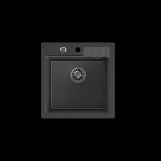 QUADRON PETER 110 GraniteQ zlewozmywak granitowy black dotted (czarny) 1-komorowy z/o (50x52x20) z syfonem i zaślepką