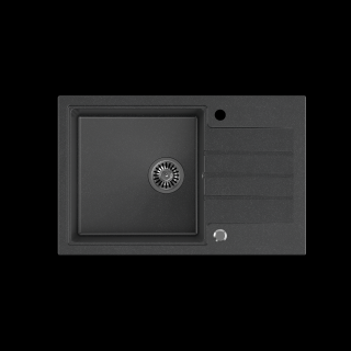 QUADRON PETER 111 GraniteQ zlewozmywak granitowy black dotted (czarny) 1-komorowy z/o (78x50x20) z syfonem save space i zaślepką