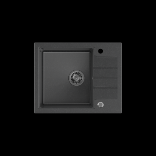 QUADRON PETER 116 GraniteQ zlewozmywak granitowy black dotted (czarny) 1-komorowy z/o (62x50x20) z syfonem save space i zaślepką