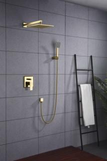 Zestaw prysznicowy podtynkowy z deszczownicą i prysznicem  MONACO  MON-ZKP.150 kolor ZŁOTY