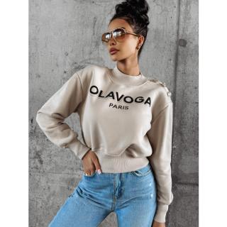 BLUZA DRESOWA DAMSKA HOODIE OLAVOGA POGALI BEIGIE