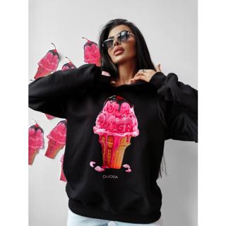 BLUZA DRESOWA DAMSKA OVERSIZE LÓD Z POLEWĄ OLAVOGA KIRAZ BLACK