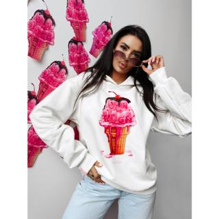 BLUZA DRESOWA DAMSKA OVERSIZE LÓD Z POLEWĄ OLAVOGA KIRAZ ECRU