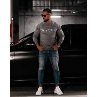 BLUZA MĘSKA BAWEŁNIANA CREWNECK OLAVOGA AIDEN GRAY MELANŻ