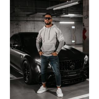 BLUZA MĘSKA BAWEŁNIANA HOODIE OMBRE OLAVOGA MEN FADE MEN GREY