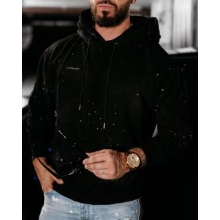 BLUZA MĘSKA BAWEŁNIANA OVERSIZE CHLAPANA FARBĄ OLAVOGA MEN BLADE BLACK