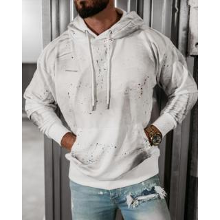 BLUZA MĘSKA BAWEŁNIANA OVERSIZE CHLAPANA FARBĄ OLAVOGA MEN BLADE ECRU