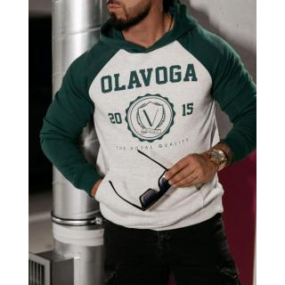 BLUZA MĘSKA BAWEŁNIANA Z KAPTUREM OLAVOGA DIVERSE GRAY - GREEN