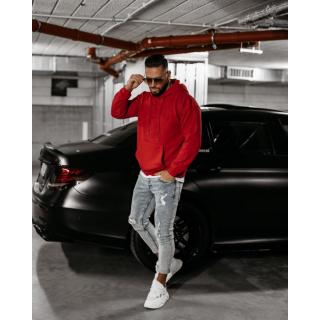 BLUZA MĘSKA BAWEŁNIANA Z KAPTUREM OLAVOGA MEN EDGE RED