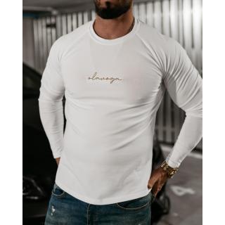 BLUZKA T-SHIRT LONGSLEEVE HAFT OLAVOGA MEN MINIMALISTIC ECRU