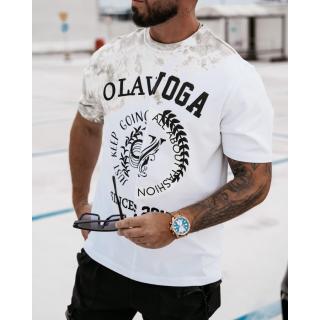 BLUZKA T-SHIRT MĘSKI OLAVOGA MEN FORCE WHITE-KHAKI