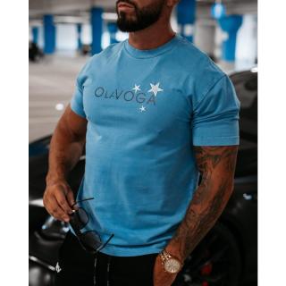 BLUZKA T-SHIRT MĘSKI OVERSIZE HAFT STARS OLAVOGA MEN GALAXY BLUE