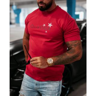 BLUZKA T-SHIRT MĘSKI OVERSIZE HAFT STARS OLAVOGA MEN GALAXY RED