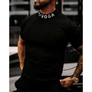 BLUZKA T-SHIRT MĘSKI SWETERKOWY PÓŁGOLF LOGO OLAVOGA MEN NECK BLACK