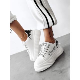 BUTY DAMSKIE SNEAKERSY NA PLATFORMIE OLAVOGA SHOES LUCKY WHITE