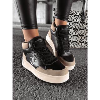 BUTY DAMSKIE SNEAKERSY ZA KOSTKĘ OLAVOGA SHOES CARMINE BLACK- BEIGIE