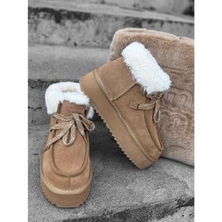 BUTY DAMSKIE ŚNIEGOWCE SKÓRA NATURALNA FUTERKO OLAVOGA SHOES VITTY CARMEL