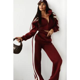 KOMPLET DRES DAMSKI BAWEŁNIANY HAFT OLAVOGA DABI BORDO