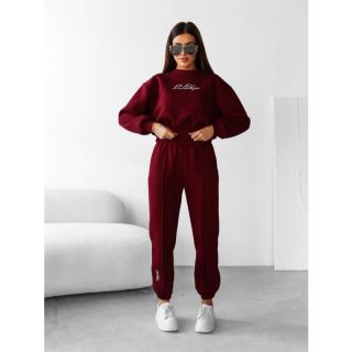 KOMPLET DRES DAMSKI BAWEŁNIANY HAFT OLAVOGA SCRITTO BORDO