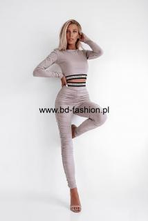 KOMPLET DRES GLITTER STRIPE BEŻ