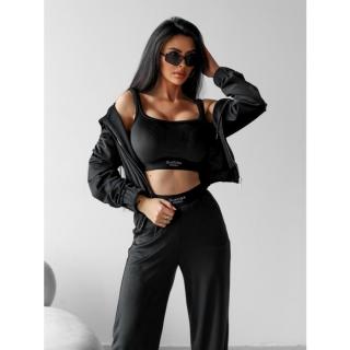 KOMPLET DRES WELUROWY 3 CZĘŚĆIOWY GUMA OLAVOGA TRES BLACK