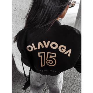 KURTKA DAMSKA BOMBER NA NAPY HAFT OLAVOGA BASEBALL BLACK